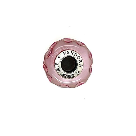 Pandora Pink Concave Murano Glass Charm - Picture 5 of 6